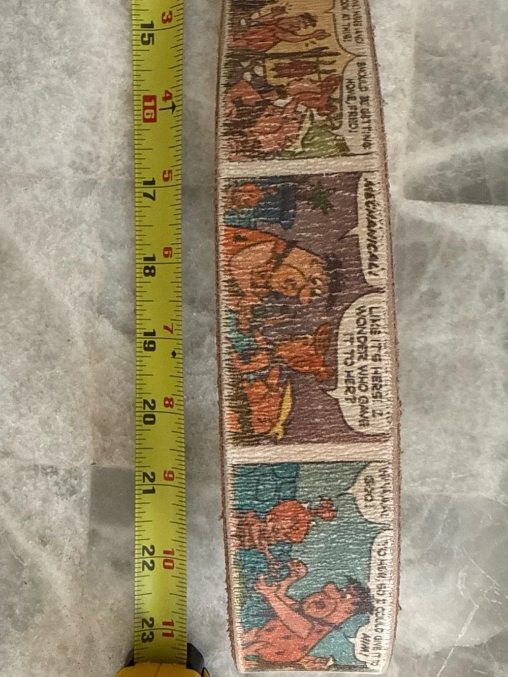 Flintstones comic strip Printed Leather Belt with Tan Backing
